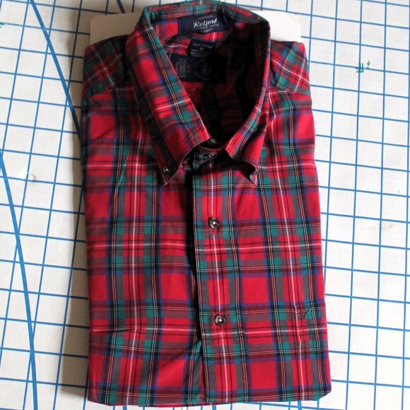 Kenneth Gordon Vintage Red Plaid Button Down Shirt, Medium - Picture 1 of 6